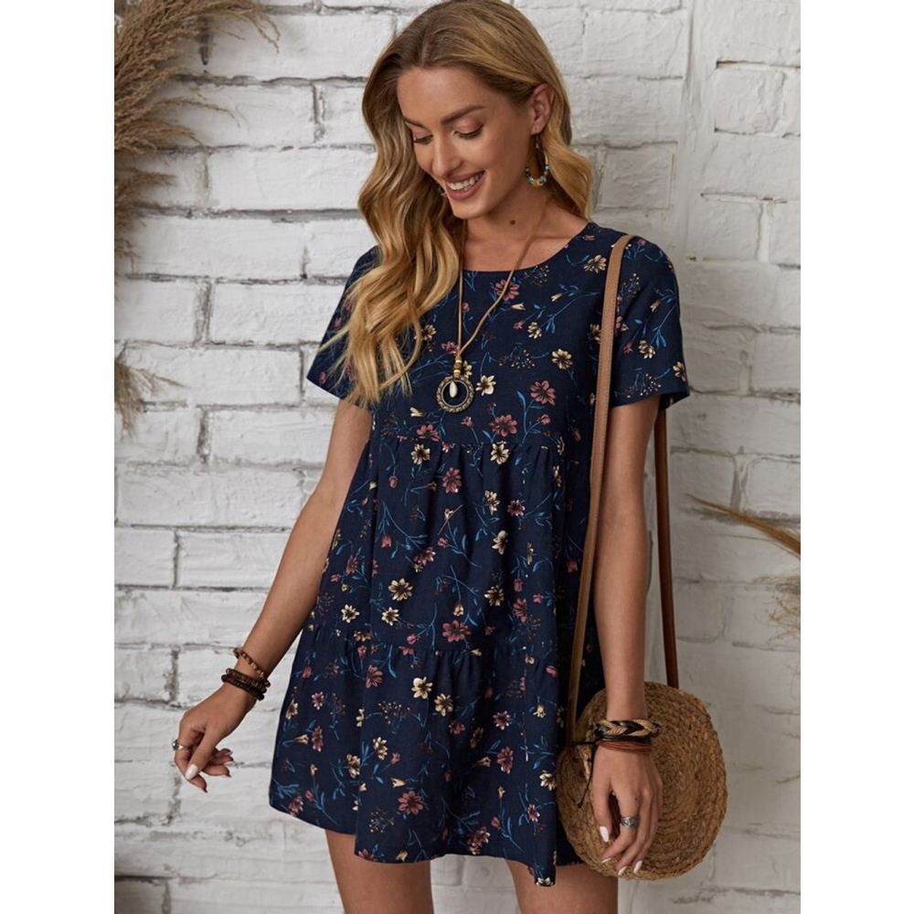 Emery Rose Floral Smocked Mini Dress Whimsy Prairie Dainty Coquette Romantic LG